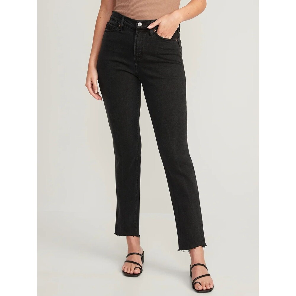 Old Navy OG Straight Ankle Jeans Women 10 Moon Shade High Rise Raw Hem CottonNEW